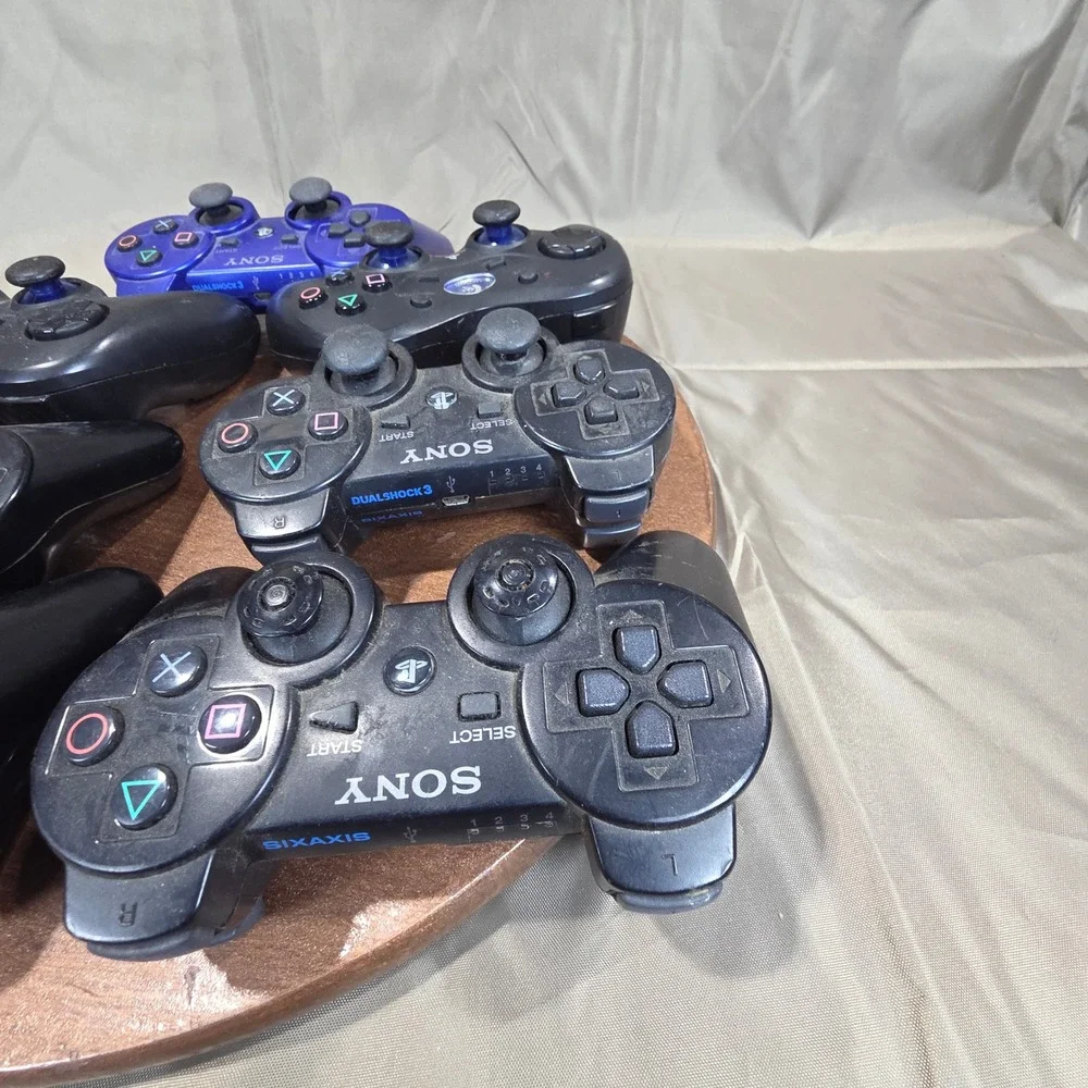 Lot of 7 PS3 Controllers Sony DualShock 3 Sixaxis Logitech Cordless Action Black